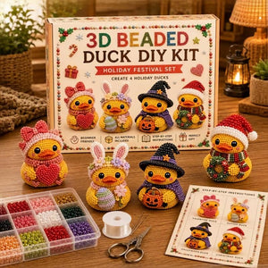 3D Beaded Duck DIY Kit, Complete Beading Craft Supplies to Make 4 Cute Duck Ornaments, Beginner Handmade Gift for Adults and Teens