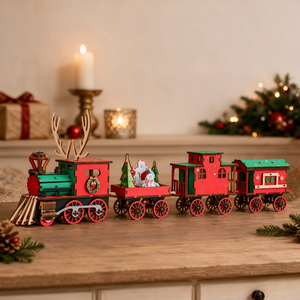 Buildable Wooden Christmas Train DIY Kit | Festive Tabletop Holiday Decor & Family Craft Gift