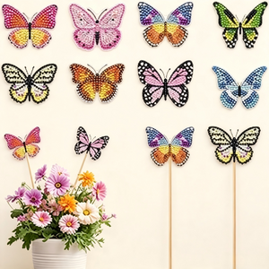 Butterfly Diamond Painting Garden Stakes - 8 Pack DIY Kit