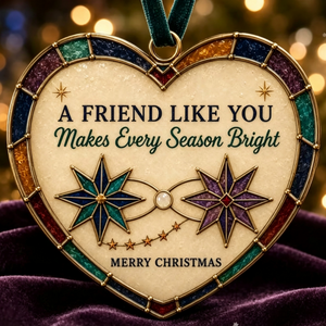 Heartfelt Stained Glass Heart Christmas Ornament 8×8cm(3.15in), Personalized Sentiment Keepsake Gift for Coworkers, Neighbors, Friends & Family