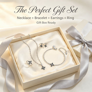 "Dainty Clover 4-Piece Set | Necklace, Bracelet, Earrings & Ring"