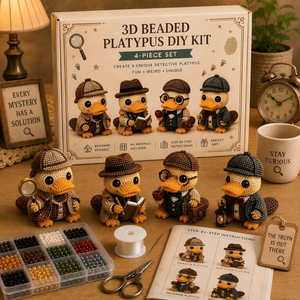 3D Beaded Platypus DIY Kit, 4 Pcs Themed Handmade Beading Ornament Craft Set for Beginners, Ideal Creative Gift