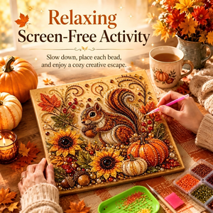 Autumn Harvest Pearl Painting DIY Kit, 20×20cm, Unframed / Stretched Canvas Optional