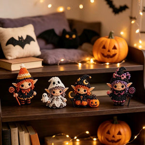 3D Beaded Elf DIY Craft Kit, 4 Pack Handmade Bead Elf Ornament Set