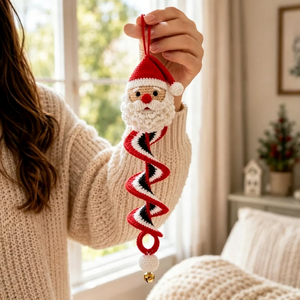 DIY Crochet Kit, Christmas Spiral Hanging Ornament, Handmade Xmas Tree Decor with Yarn, Hook and Instructions, Holiday Craft Gift for Beginners