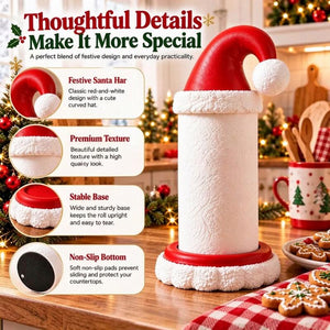 Santa Hat Paper Towel Holder, Resin Christmas Kitchen Counter Decor, Festive Stand Fits Standard Kitchen Paper Towel Rolls