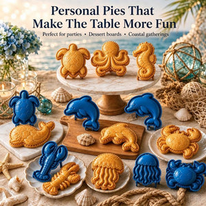 Ocean Animal Mini Pie Molds Set, 8Pcs Reusable Hinged Press‑Type Stuffed Pastry Molds, Sea Creature Cookie Molds for DIY Baking, Family Party & Holiday Dessert Making