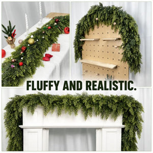Artificial Cedar Garland, 6 FT Realistic Greenery Garland for Indoor & Outdoor Christmas Mantel, Staircase and Doorway Holiday Decor