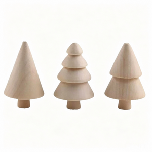 Unfinished Wooden Christmas Tree Blanks, DIY Paint Your Own Mini Xmas Tree Set for Kids Adults, Natural Wood Hand-Painting Craft Kit for Tabletop Holiday Decor & Handmade Gift
