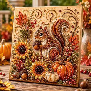 Autumn Harvest Pearl Painting DIY Kit, 20×20cm, Unframed / Stretched Canvas Optional