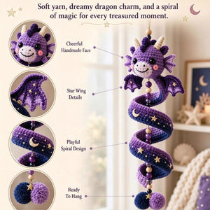 8‑Pack Handmade Crochet Spiral Dragon Hanging Ornaments | Collectible Themed Home Decor Gift Set