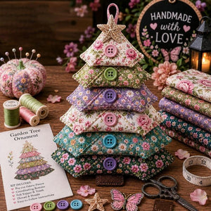 DIY Fabric Tree Ornament Sewing Kit | Hand‑Stitched Seasonal Holiday Craft Kit for Beginners, Complete Pre‑Cut Fabric Handmade Decor Gift Set