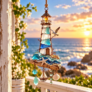 Coastal Acrylic Suncatcher | Ocean Hanging Window Decor, 5.91in & 7.87in Options, Perfect Gift for Beach Lovers