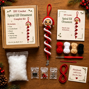 DIY Crochet Kit, Christmas Spiral Hanging Ornament, Handmade Xmas Tree Decor with Yarn, Hook and Instructions, Holiday Craft Gift for Beginners