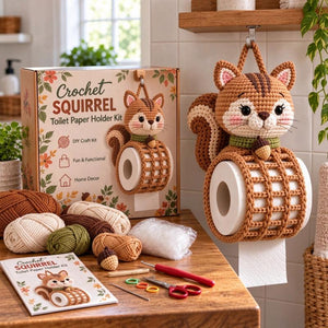 Cute Animal Crochet DIY Kit, Handmade Toilet Roll Holder Craft Set for Home Decor & Gift