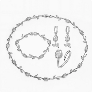 Dainty Pink & Purple Vine Cubic Zirconia Jewelry Set | 18K Gold Plated