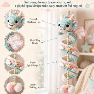 8‑Pack Handmade Crochet Spiral Dragon Hanging Ornaments | Collectible Themed Home Decor Gift Set