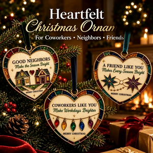 Heartfelt Stained Glass Heart Christmas Ornament 8×8cm(3.15in), Personalized Sentiment Keepsake Gift for Coworkers, Neighbors, Friends & Family