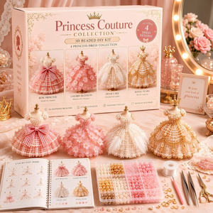 All-in-One 3D Beading DIY Kit Series – Cute Elves, Zodiac Dragons & Princess Dresses Handmade Gift for Beginners