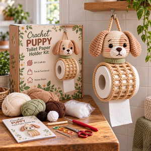 Cute Animal Crochet DIY Kit, Handmade Toilet Roll Holder Craft Set for Home Decor & Gift