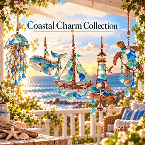 Coastal Acrylic Suncatcher | Ocean Hanging Window Decor, 5.91in & 7.87in Options, Perfect Gift for Beach Lovers