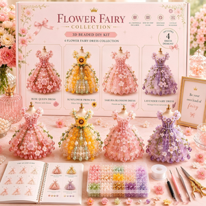 All-in-One 3D Beading DIY Kit Series – Cute Elves, Zodiac Dragons & Princess Dresses Handmade Gift for Beginners