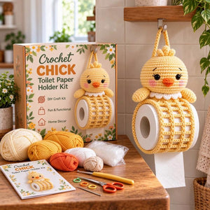 Cute Animal Crochet DIY Kit, Handmade Toilet Roll Holder Craft Set for Home Decor & Gift