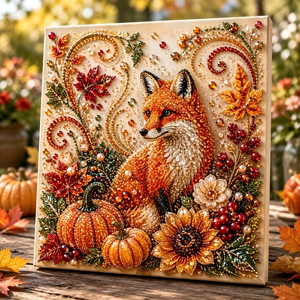 Autumn Harvest Pearl Painting DIY Kit, 20×20cm, Unframed / Stretched Canvas Optional