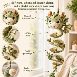 8‑Pack Handmade Crochet Spiral Dragon Hanging Ornaments | Collectible Themed Home Decor Gift Set