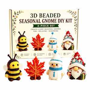 3D Beaded Figurine DIY Craft Kit Set for Beginners, Holiday Handmade Decor Making Supplies Creative Gift