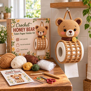 Cute Animal Crochet DIY Kit, Handmade Toilet Roll Holder Craft Set for Home Decor & Gift