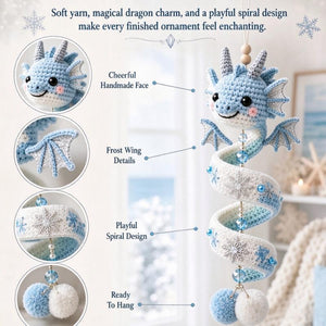8‑Pack Handmade Crochet Spiral Dragon Hanging Ornaments | Collectible Themed Home Decor Gift Set