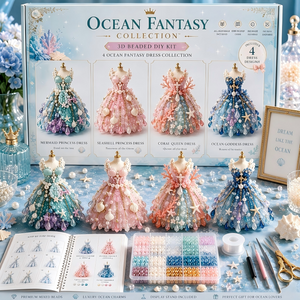 All-in-One 3D Beading DIY Kit Series – Cute Elves, Zodiac Dragons & Princess Dresses Handmade Gift for Beginners