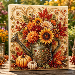 Autumn Harvest Pearl Painting DIY Kit, 20×20cm, Unframed / Stretched Canvas Optional