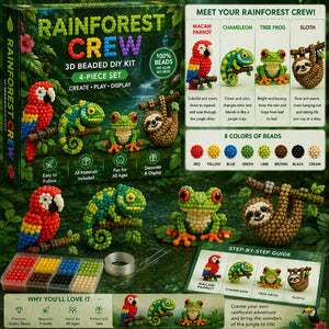 3D Beaded DIY Craft Kit, 4-in-1 No Glue Handmade Ornament Making Set for Kids & Adults, Creative Gift & Home Decor