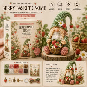 Gnome DIY Bead Kit, No‑Glue Hand‑Beading Craft Set, Premium Materials with Complete Accessories & Easy‑Follow Guide, Handmade Gnome Ornament as Warm Gift for Adults & Teens Age 12+