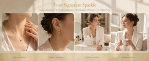 Sparkling Barrel CZ Jewelry Set | 18K Gold Plated Huggie Earrings & Dainty Pendant Necklace, Hypoallergenic Stainless Steel Matching Set for Women