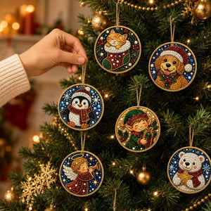 DIY Christmas Diamond Art Ornament Kit, Multiple Shapes Hanging Decor for Xmas Tree, Holiday DIY Craft & Handmade Gift