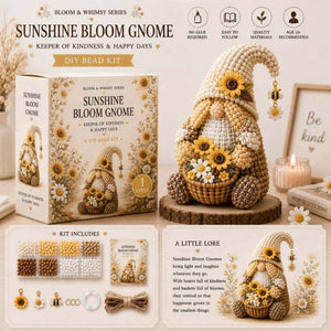 Gnome DIY Bead Kit, No‑Glue Hand‑Beading Craft Set, Premium Materials with Complete Accessories & Easy‑Follow Guide, Handmade Gnome Ornament as Warm Gift for Adults & Teens Age 12+