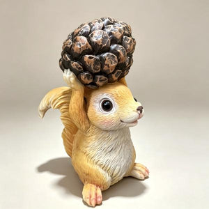 Cute Squirrel Holding Pinecone Resin Statue, Hand-Painted Weatherproof Garden Figurine, Indoor Outdoor Yard Lawn Decor Ornament