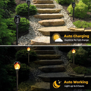 Outdoor Solar Torch Light with Water-Resistant Flickering Flames