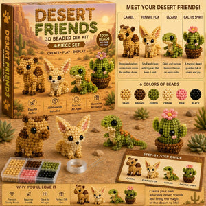 3D Beaded DIY Craft Kit, 4-in-1 No Glue Handmade Ornament Making Set for Kids & Adults, Creative Gift & Home Decor