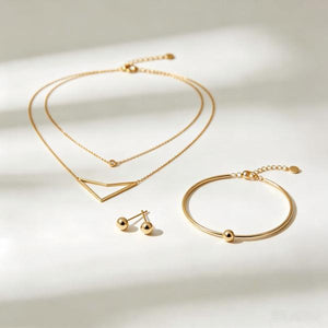 3-Piece Minimalist Gold Stackable Jewelry Set | 18K Gold Plated Surgical Steel | Waterproof Tarnish Free3-Piece Minimalist Gold Stackable Jewelry Set | 18K Gold Plated Surgical Steel | Waterproof Tarnish Free