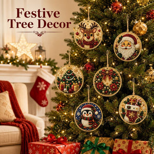 DIY Christmas Diamond Art Ornament Kit, Multiple Shapes Hanging Decor for Xmas Tree, Holiday DIY Craft & Handmade Gift