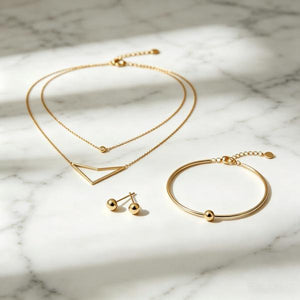 3-Piece Minimalist Gold Stackable Jewelry Set | 18K Gold Plated Surgical Steel | Waterproof Tarnish Free3-Piece Minimalist Gold Stackable Jewelry Set | 18K Gold Plated Surgical Steel | Waterproof Tarnish Free