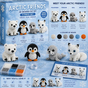 3D Beaded DIY Craft Kit, 4-in-1 No Glue Handmade Ornament Making Set for Kids & Adults, Creative Gift & Home Decor