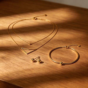 3-Piece Minimalist Gold Stackable Jewelry Set | 18K Gold Plated Surgical Steel | Waterproof Tarnish Free3-Piece Minimalist Gold Stackable Jewelry Set | 18K Gold Plated Surgical Steel | Waterproof Tarnish Free