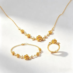 18K Gold Plated Rose 3-Piece Jewelry Set