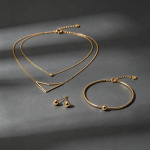 3-Piece Minimalist Gold Stackable Jewelry Set | 18K Gold Plated Surgical Steel | Waterproof Tarnish Free3-Piece Minimalist Gold Stackable Jewelry Set | 18K Gold Plated Surgical Steel | Waterproof Tarnish Free