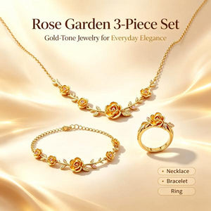 18K Gold Plated Rose 3-Piece Jewelry Set